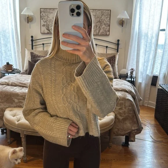 Nordstrom Open Edit XS Beige Turtleneck Sweater - Picture 2 of 5
